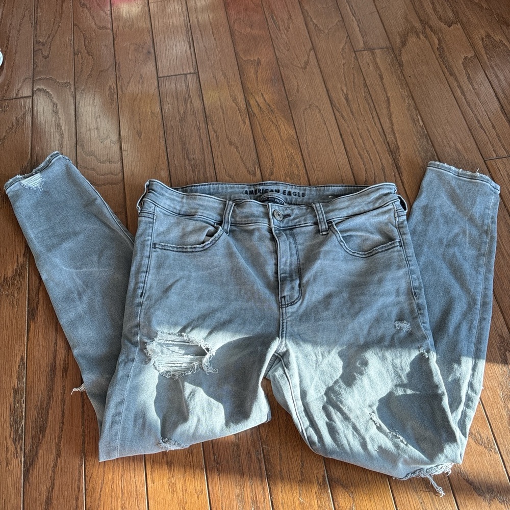 Distressed Gray Jeans